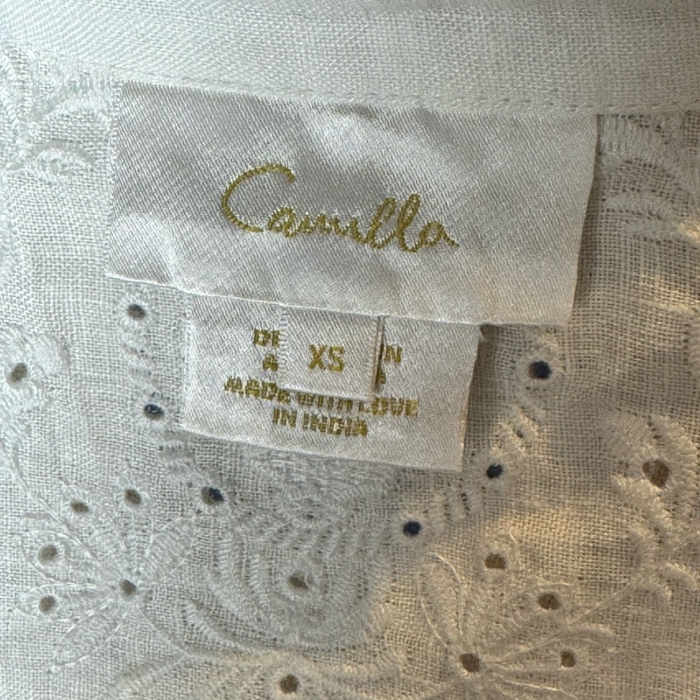 Camilla Cropped Wrap Shirt With Borderie Yoke Size XS - Picture 13 of 13